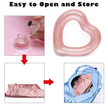 Jellydog Heart Pool Float - Glitter Inflatable Ring for Summer Fun