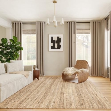 nuLOOM 3x5 Rigo Jute Hand Woven Area Rug, Natural, Solid Farmhouse Design, Natural Fiber, For Bedroo...