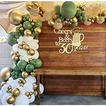 Sage Green Balloon Garland Arch Kit 79PCS Olive Green Peach White Gold Balloons for Forest Safari Jungle Tropical Theme Decorations Baby Bridal Shower Birthday Party