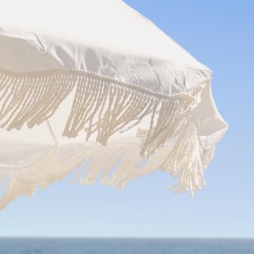 AMMSUN Beach Umbrella with Fringe for Outdoor Fun