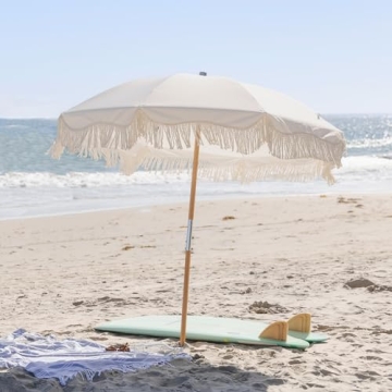 AMMSUN Beach Umbrella with Fringe for Outdoor Fun