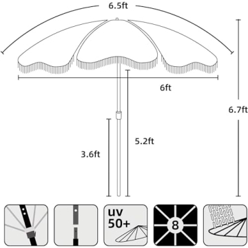 AMMSUN Beach Umbrella with Fringe for Outdoor Fun