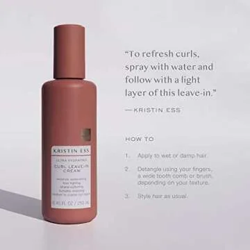 Kristin Ess Hair Ultra Hydrating Curl Leave-In Cream Conditioner for Curly Hair with Frizz Control, Humidity Shielding, Vegan, Color + Keratin Safe, 8.45 fl oz (Pack of 2)