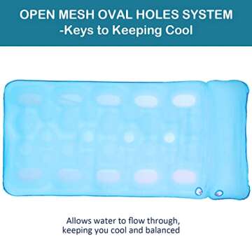 FindUWill Oversized Pool Floats for Adults - 72" X 37" Extra Large Fabric-Covered, Inflatable Pool Lounger with Headrest Ultra-Comfort Cooling Pool Floaties Mat (XL, Monstera Blue)