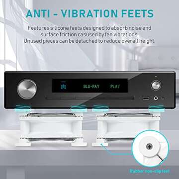 ANEXT, USB Fan, USB Computer Fan, Silent Fan for Receiver DVR PlayStation Xbox Computer, (80mm,White Dual Packs)