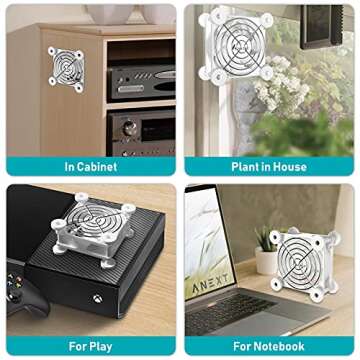 ANEXT, USB Fan, USB Computer Fan, Silent Fan for Receiver DVR PlayStation Xbox Computer, (80mm,White Dual Packs)