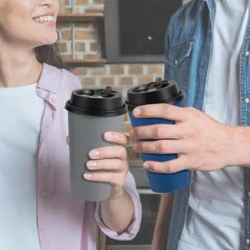 LITOPAK 100 Pack 16 oz Paper Coffee Cups, Disposable Coffee Cups with Lids, Drinking Cups for Coffee, Water, Juice, or Tea. Hot Paper Coffee Cups for Home, Restaurant, Store and Cafe