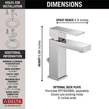 Delta Modern Chrome Single Hole Bathroom Faucet 567LF-PP