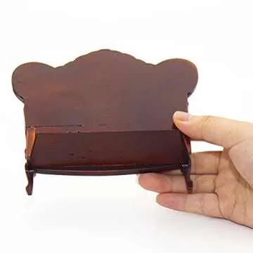 Mini Vintage Dollhouse Sofa - Handmade Red Wooden Furniture