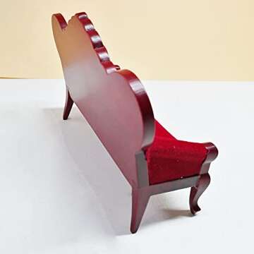 Mini Vintage Dollhouse Sofa - Handmade Red Wooden Furniture