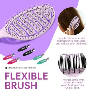 Daily Gard Detangling Brush, Dry and Wet Vented Detangler Hair Brush for Women and Men, Paddle Quick Drying Hairbrush for Wet/Dry/Curly/Thick/Long/Wavy/Damaged Hair, Purple
