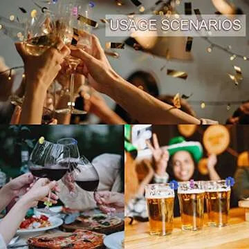 Lasiyanor 36Pcs Silicone Drink Markers, 3 Shapes and Colored Wine Glass Charms for Bar Party Champagne Flutes Cocktails Martinis
