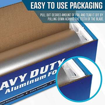 Rhino Aluminum Heavy Duty Aluminum Foil | 18 Inches by 500 Foot Long Roll, 25 Microns Thick | Commercial Grade & Extra Thick, Strong Enough for Food Service Industry
