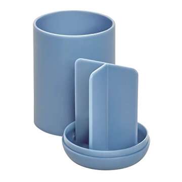 iDesign 28536 Cade Toothbrush Holder, Holds Normal Toothbrushes, Spin Brushes, and Toothpaste - Matte Dusty Blue