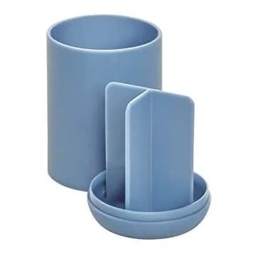 iDesign 28536 Cade Toothbrush Holder, Holds Normal Toothbrushes, Spin Brushes, and Toothpaste - Matte Dusty Blue