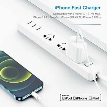 Fast 20W iPhone Charger with 6ft USB C Cable, 2-Pack
