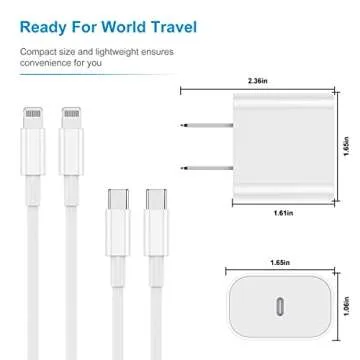 Fast 20W iPhone Charger with 6ft USB C Cable, 2-Pack