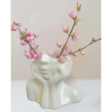Female Form Ceramic Body Face Art Vase Ideal For Home Office Bookshelf Table Shelf Décor Modern Far...