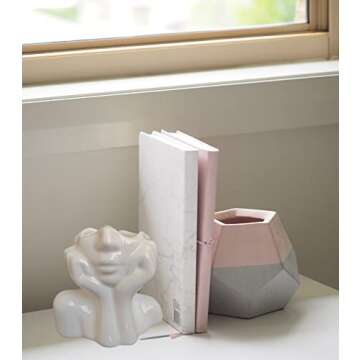 Female Form Ceramic Body Face Art Vase Ideal For Home Office Bookshelf Table Shelf Décor Modern Farmhouse 5.52x2.76x4.73Inch, Small