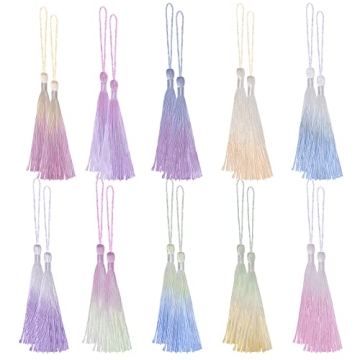 VAPKER 20Pcs Mini Tassels Bookmark Tassels 13cm/5-Inch Silky Handmade Soft Tassels Floss Mini Tassel...