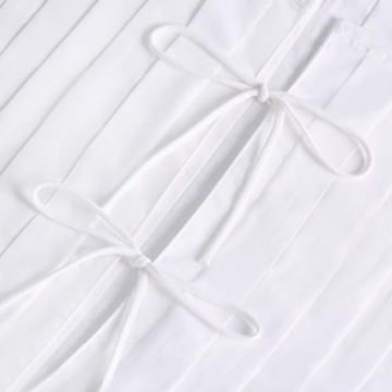 Linen Tank Tops for Women Coquette Sleeveless Bow Tie Front Peplum Blouse Y2K Babydoll Ruffle Shirt Going Out Summer (White,Small)