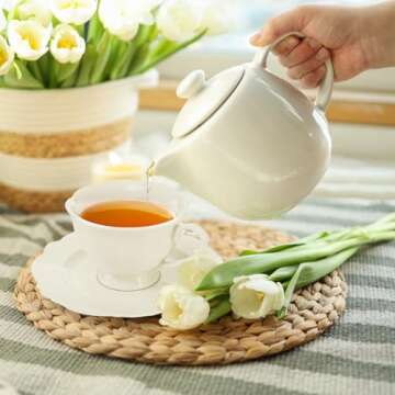 Jucoan 6 Porcelain Tea Cups and Saucers Set for Elegant Tea Time