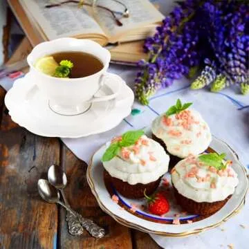 Jucoan 6 Porcelain Tea Cups and Saucers Set for Elegant Tea Time