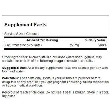 Swanson Zinc Picolinate - Mineral Supplement Promoting Prostate Health, Vision Health, & Immune Supp...