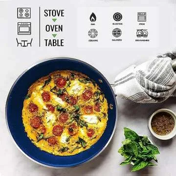 Granitestone Blue 12 Inch Non Stick Frying Pans Nonstick Skillet with Mineral and Diamond Triple Coated Surface, Nonstick Frying Pan, Nonstick Pan, Oven/Dishwasher Safe Non Stick Pan, 100% Non Toxic