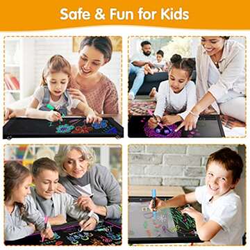 Slsy Illuminated LED Message Writing Board, 16"X12" Erasable Neon Effect Menu Sign Board with 8 Fluorescent Makers, 26 Flashing Modes Light Up Board