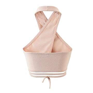 Artfish Women's Sexy Bandage Crisscross Halter Crop Tank Backless Self Tie Y2K Crop Top Beige Apricot,M