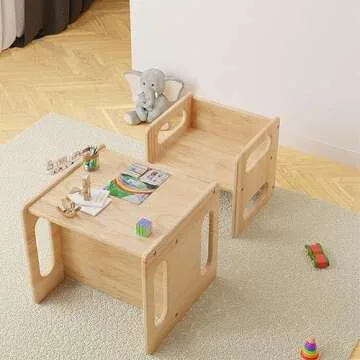 Montessori Table and Chair Set for Kids 1-5 Years
