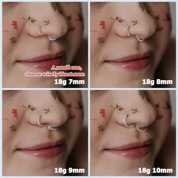 BodyBonita 18G Silver Nose Rings Hoops Surgical Steel Double Hoop Nose Ring for Women Conch Piercing Jewelry Daith Cartilage Earring Septum Clicker Helix Tragus Daith Lip Ring 7MM