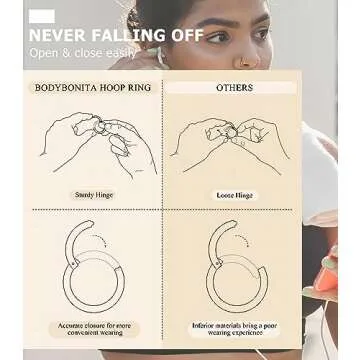 BodyBonita 18G Silver Nose Rings Hoops Surgical Steel Double Hoop Nose Ring for Women Conch Piercing Jewelry Daith Cartilage Earring Septum Clicker Helix Tragus Daith Lip Ring 7MM