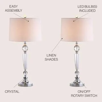 JONATHAN Y Set of 2 Modern Crystal Table Lamps