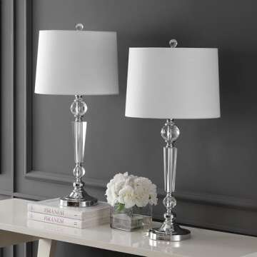 JONATHAN Y Set of 2 Modern Crystal Table Lamps