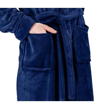 NY Threads Men's Shawl Collar Fleece Bathrobe - Luxurious Comfort