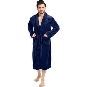 NY Threads Men's Shawl Collar Fleece Bathrobe - Luxurious Comfort
