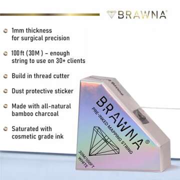 BRAWNA [ Upgraded Version ] 30 Meters White Brow Mapping string for Eyebrow Measuring - Microblading...