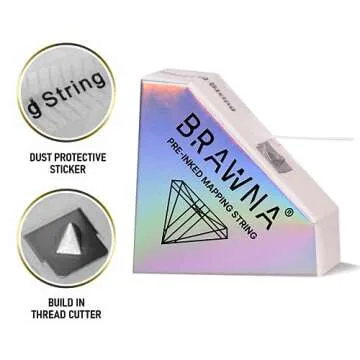 BRAWNA [ Upgraded Version ] 30 Meters White Brow Mapping string for Eyebrow Measuring - Microblading Supplies - PMU Kit - Brow Lamination Kit - Pre inked Mapping Thread