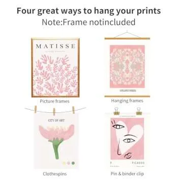 QIAOMICS Pink Flower Market Wall Art Prints,Abstract Matisse Wall Decor Aesthetic,Colorful Exhibition Posters Wall Art Flower Pictures for Bedroom,Dorm (8"×10" Unframed)