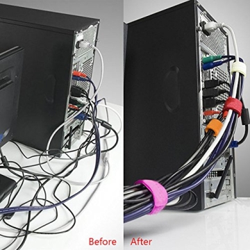 Pasow Reusable Cable Ties Organize Wires Cables 7 Inch Black