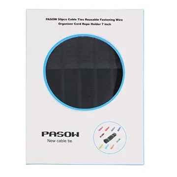 Pasow Reusable Cable Ties Organize Wires Cables 7 Inch Black