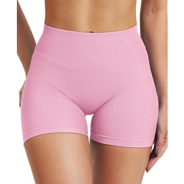 VOYJOY Women Workout Impact Shorts 3.6"/ 4.5"/ 6" Scrunch Butt Lifting Gym Shorts Seamless Booty Biker Shorts Pink
