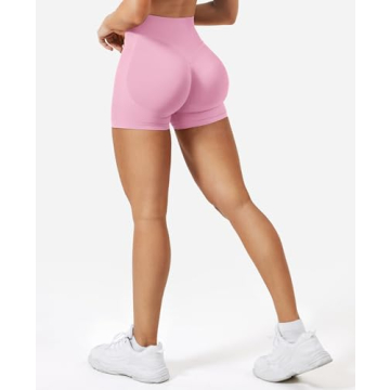 VOYJOY Women Workout Impact Shorts 3.6"/ 4.5"/ 6" Scrunch Butt Lifting Gym Shorts Seamless Booty Biker Shorts Pink