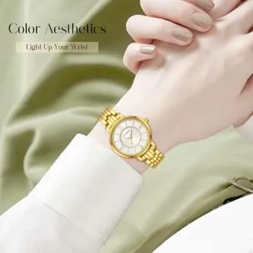 Bomieux Watches for Women, Vintage Bracelet Womens Watch Gold Dainty Watch with Roman Dial, Ladies Watches Analog Quartz Wrist Watch Waterproof Dress Watch for Women