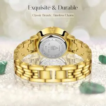 Bomieux Watches for Women, Vintage Bracelet Womens Watch Gold Dainty Watch with Roman Dial, Ladies Watches Analog Quartz Wrist Watch Waterproof Dress Watch for Women