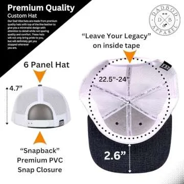 DadBod Apparel DB Dad Vibes Hat (Charcoal/White Mesh) Premium Leather Patch Flat Bill Dad Vibes Snapback hat for Men - Dad BOD DadVibes Mens Hats Baseball Cap for Girl Dads