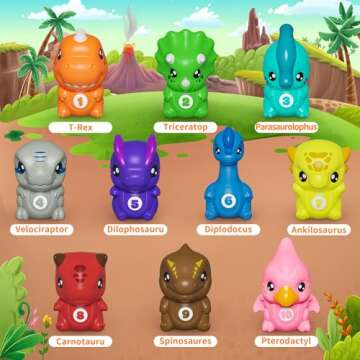 Dinosaur Egg Toys for Toddlers 1 2 3 Year Old, 20Pcs Dino Finger Puppets Kids Matching Egg Montessori Toy Set, Counting & Sorting Game, Party Favors Birthday for Baby Boys Girls Age 1+