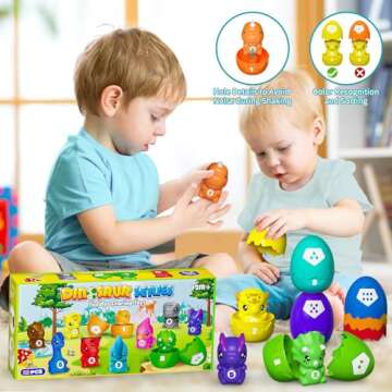 Dinosaur Egg Toys for Toddlers 1 2 3 Year Old, 20Pcs Dino Finger Puppets Kids Matching Egg Montessori Toy Set, Counting & Sorting Game, Party Favors Birthday for Baby Boys Girls Age 1+